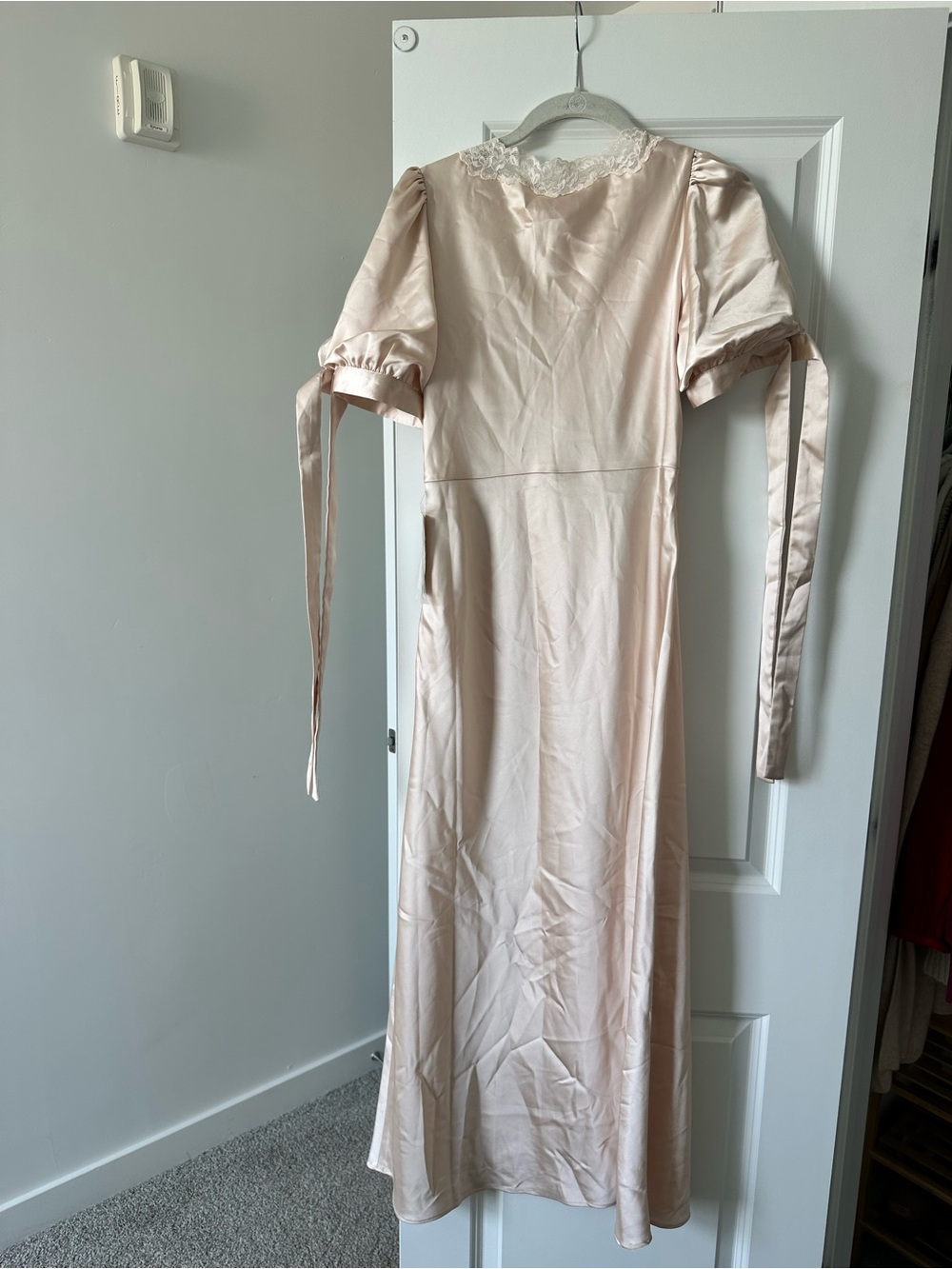 Bohme Satin Lace-Trim Midi Dress in Blush - Picture 5 of 5